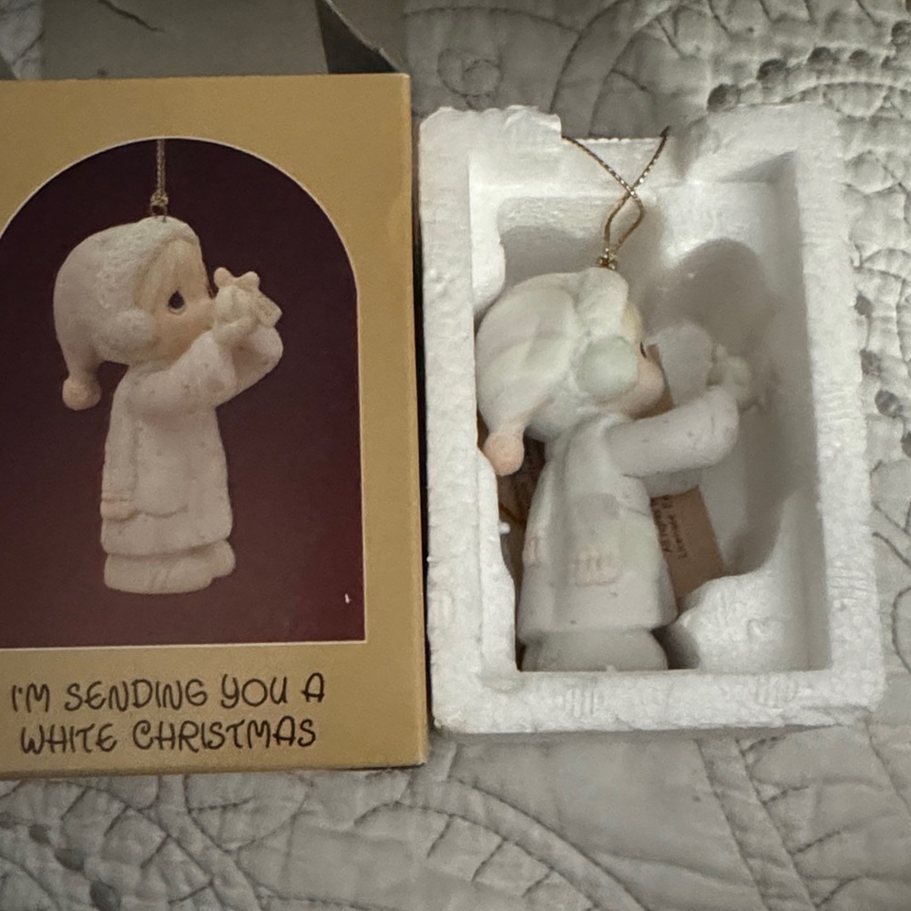 Precious Moments Cream and White Holiday Ornament